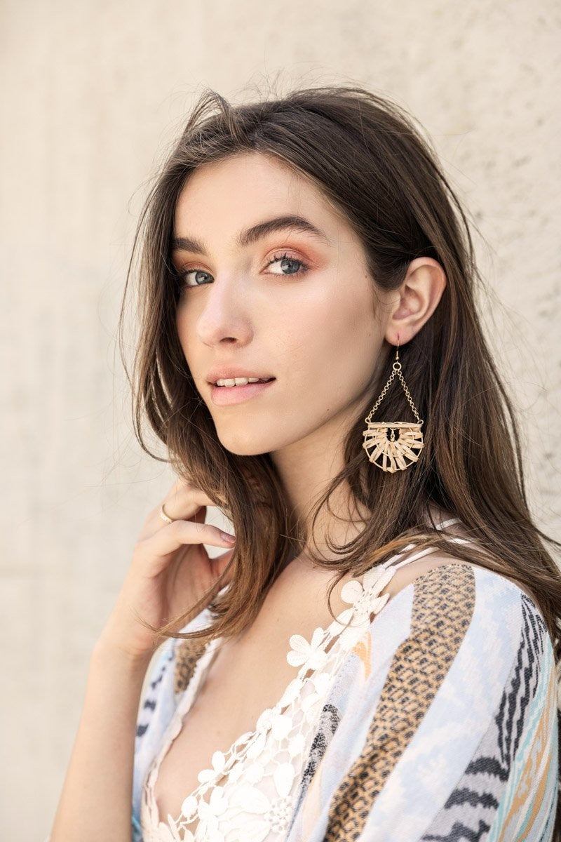 Natural Drop Woven Earrings-Soul Flow Apparel