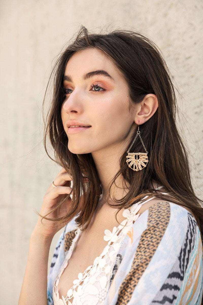 Natural Drop Woven Earrings-Soul Flow Apparel
