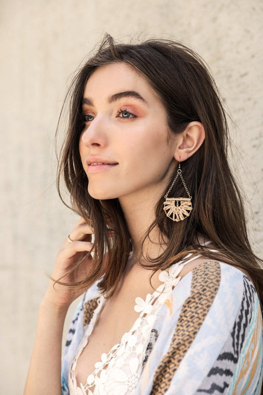Natural Drop Woven Earrings-Soul Flow Apparel