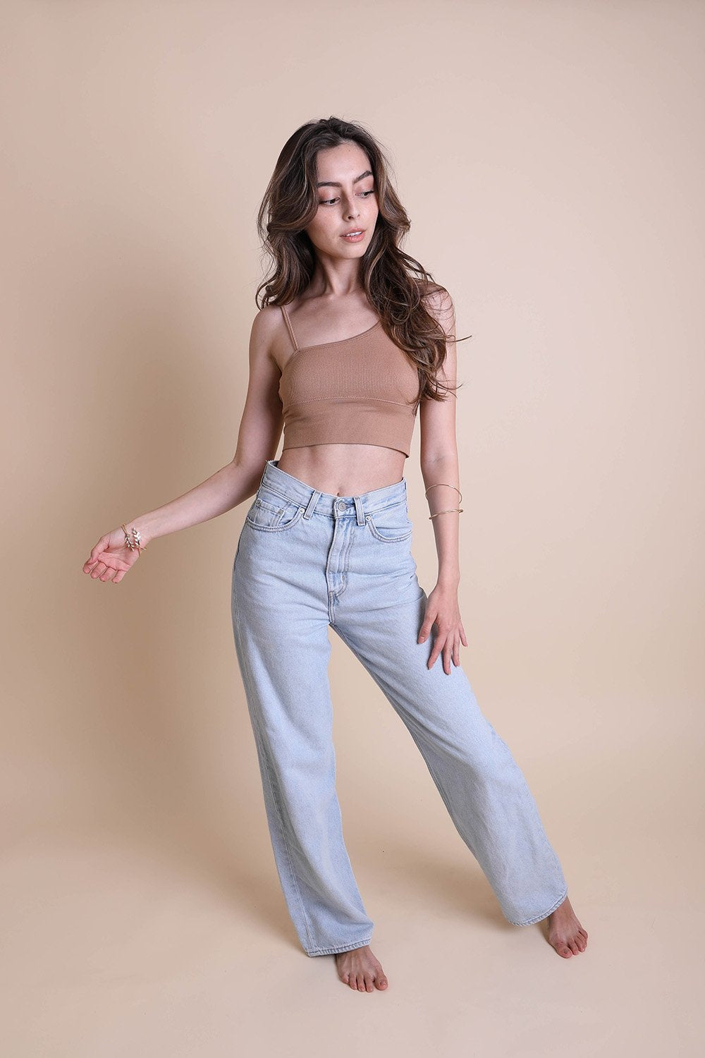Offset Shoulder Brami Top-Soul Flow Apparel