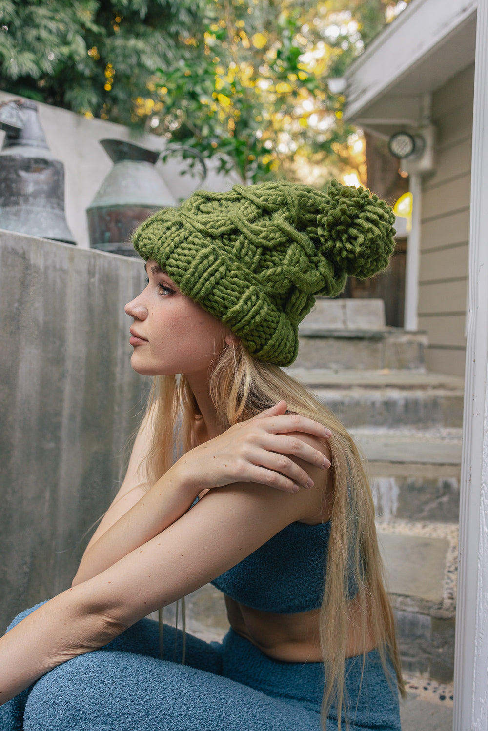 Oversized Chunky Knit Pom Beanie-Soul Flow Apparel