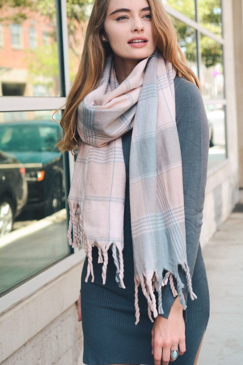 Oversized Flannel Tassel Scarf-Soul Flow Apparel