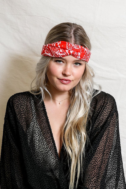Paisley Boho Head Wrap Hats & Hair Red