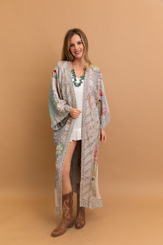 Soul Flow Apparel | Boho Paisley Blossom Stitch Kimono
