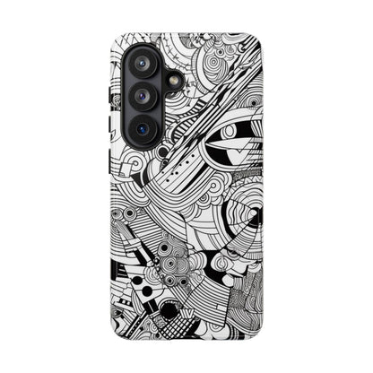 B&W ABSTRACT DOODLE | Tough Phone Case
