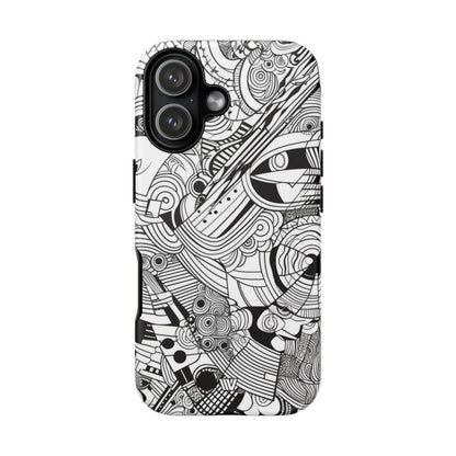B&W ABSTRACT DOODLE | Tough Phone Case