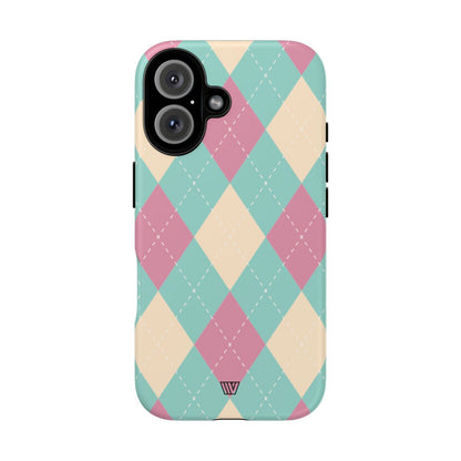 BLUE PINK BEIGE ARGYLE | Tough Phone Case