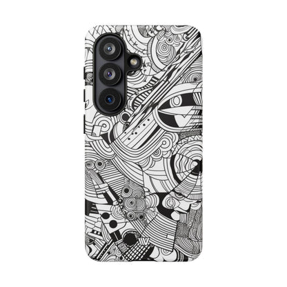 B&W ABSTRACT DOODLE | Tough Phone Case