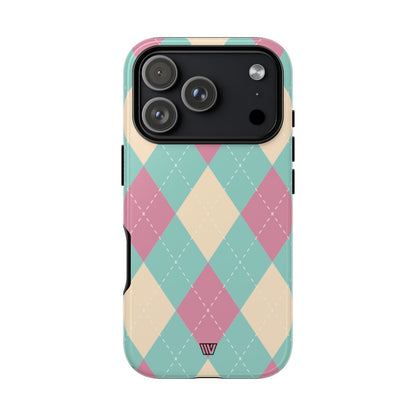 BLUE PINK BEIGE ARGYLE | Tough Phone Case