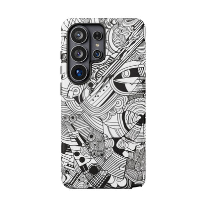 B&W ABSTRACT DOODLE | Tough Phone Case