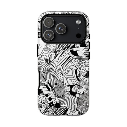 B&W ABSTRACT DOODLE | Tough Phone Case