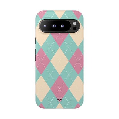 BLUE PINK BEIGE ARGYLE | Tough Phone Case
