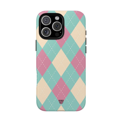 BLUE PINK BEIGE ARGYLE | Tough Phone Case