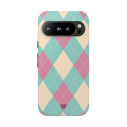 BLUE PINK BEIGE ARGYLE | Tough Phone Case
