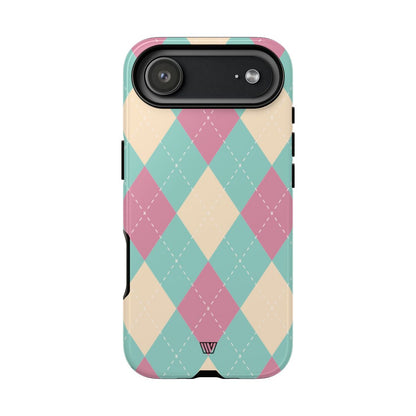 BLUE PINK BEIGE ARGYLE | Tough Phone Case