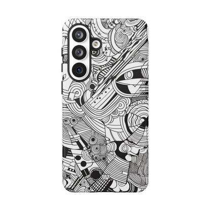 B&W ABSTRACT DOODLE | Tough Phone Case