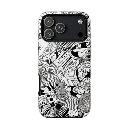 B&W ABSTRACT DOODLE | Tough Phone Case
