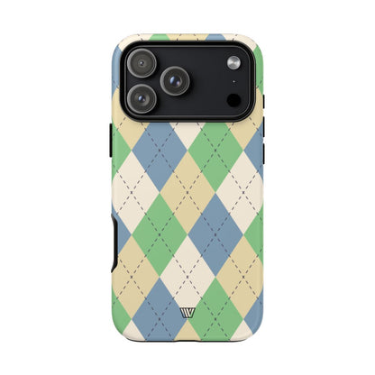 GREEN BLUE BEIGE ARGYLE | Tough Phone Case