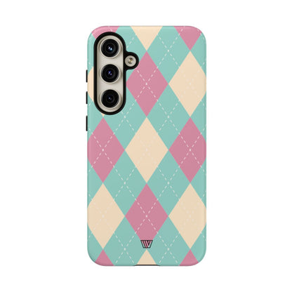 BLUE PINK BEIGE ARGYLE | Tough Phone Case