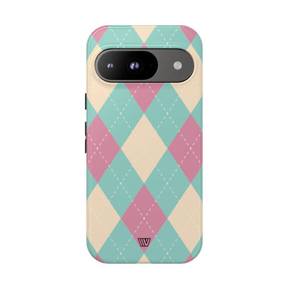 BLUE PINK BEIGE ARGYLE | Tough Phone Case