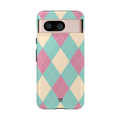BLUE PINK BEIGE ARGYLE | Tough Phone Case