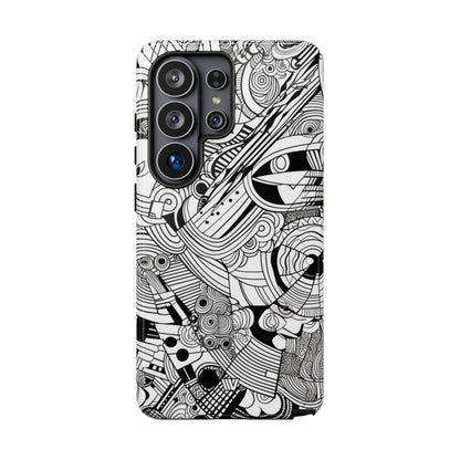 B&W ABSTRACT DOODLE | Tough Phone Case