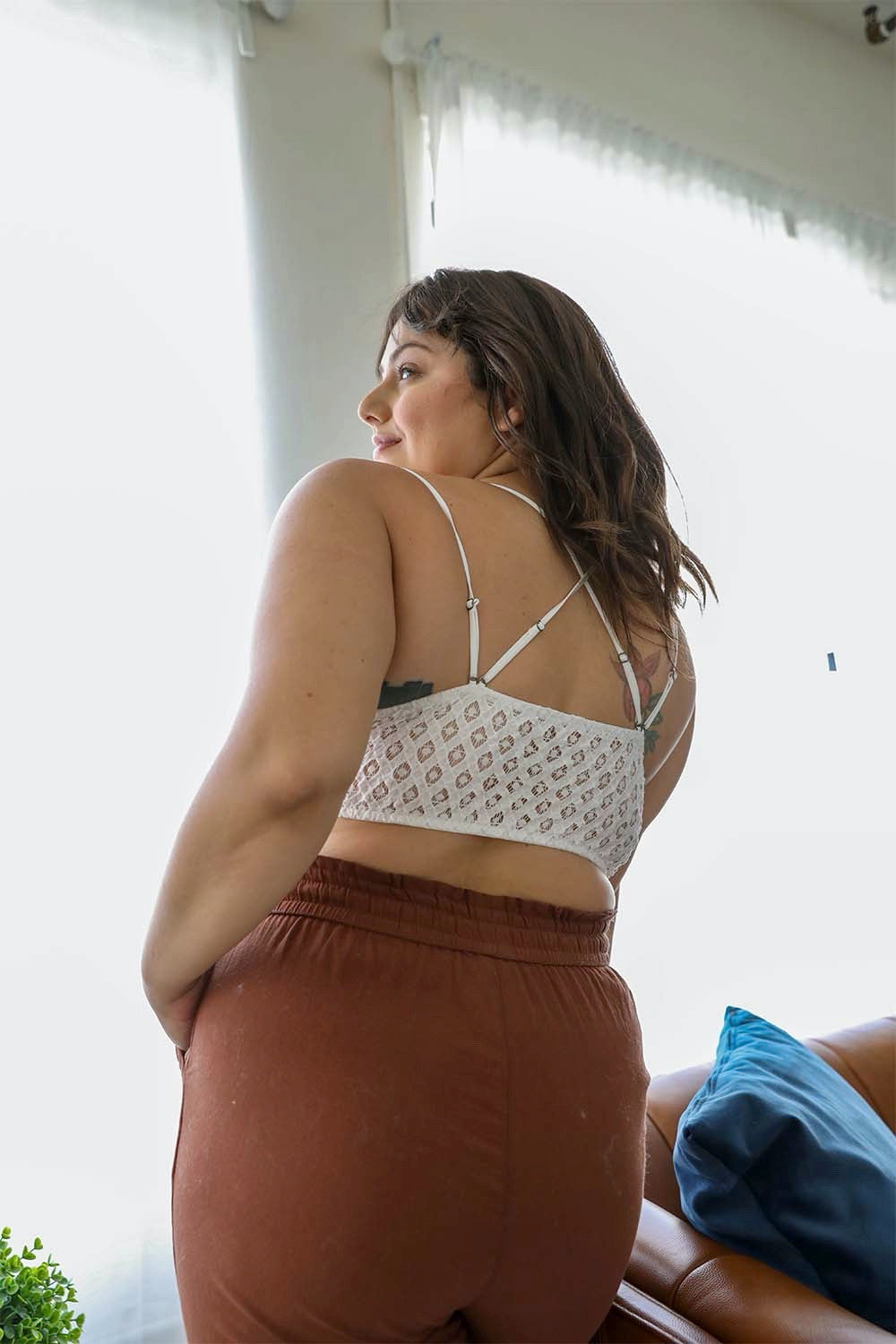 Plus Crochet Lace Longline Bralette-Soul Flow Apparel