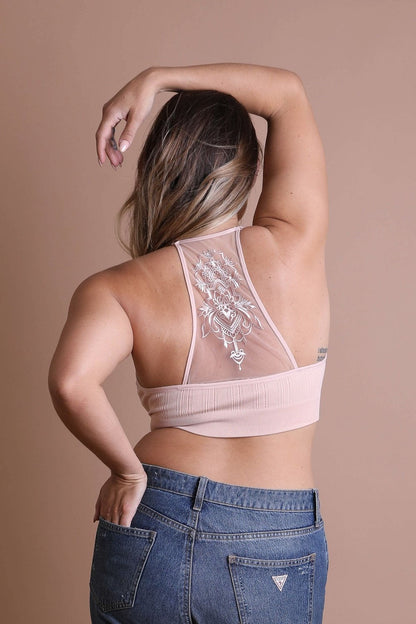 Leto Collection plus size tattoo back bralette with elegant lace detailing and a comfortable fit