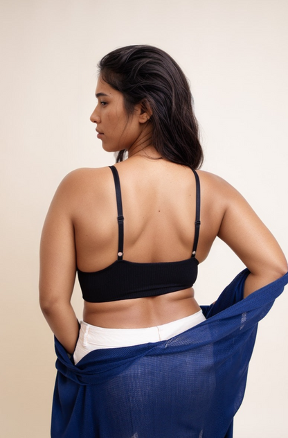 Black plus size lace brami from Leto Collection, offering comfort and support with a stylish design