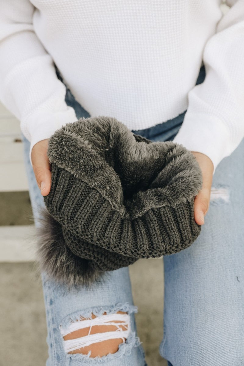 Soul Flow Apparel | Boho Pom Beanie with Faux Sherpa Lining