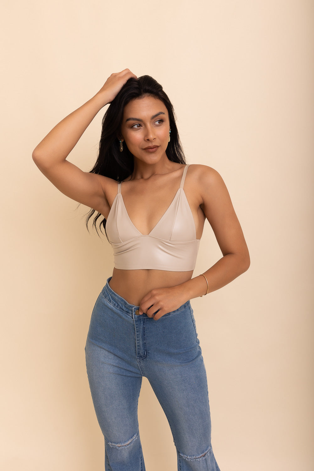 Posh Faux Leather Longline Bralette-Soul Flow Apparel