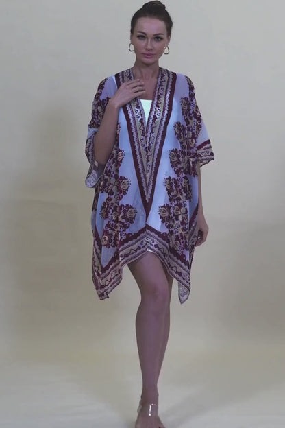 Opulent Velvet & Sheer Rose Kimono – Romantic Elegance🌹✨