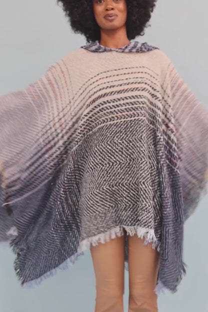 Herringbone Hooded Poncho