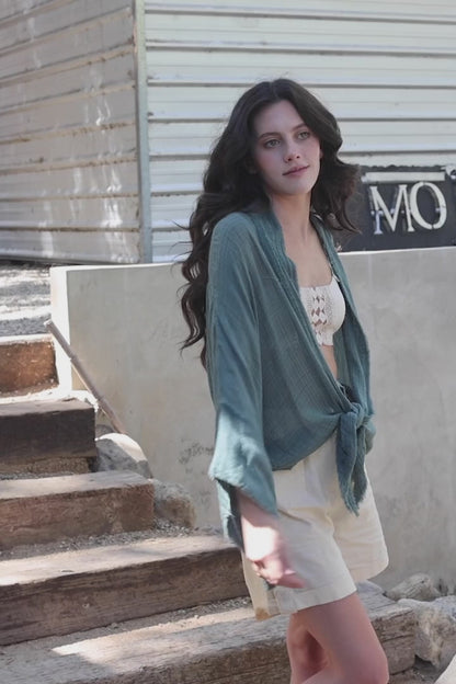 Flounce Tie-Front Kimono Wrap