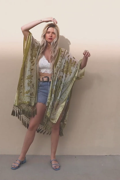 Velvet Mesh Tapestry Kimono