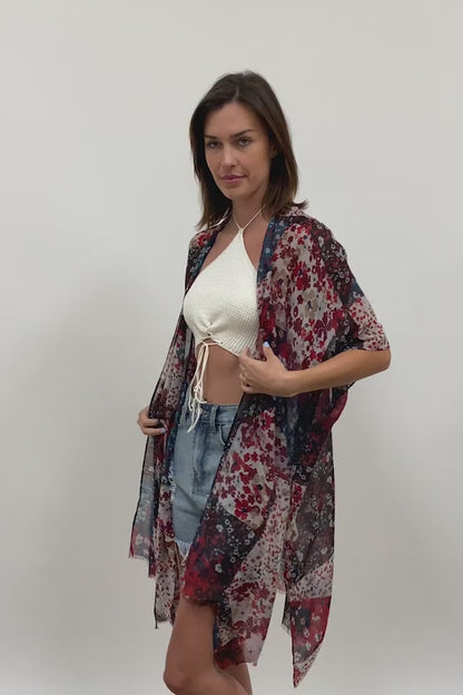 Allover Floral Print Kimono