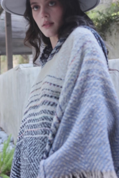 Cuddly Herringbone Hooded Poncho