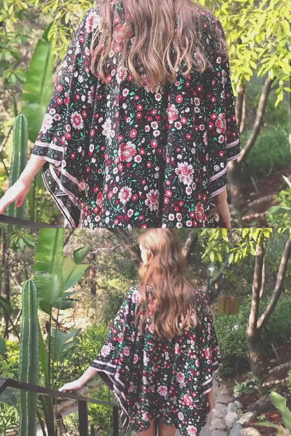 Floral Front Tie Kimono Wrap