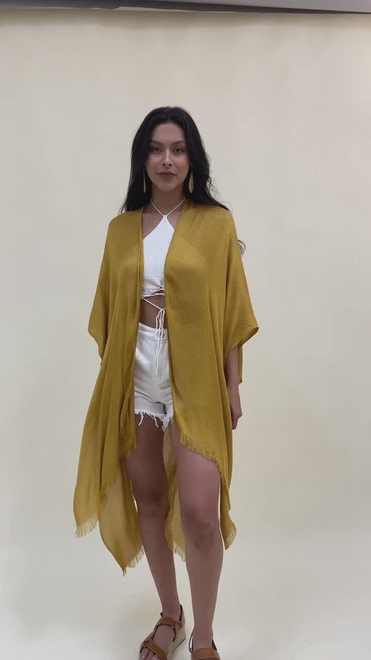Sun-kissed Breeze Frayed Trim Kimono