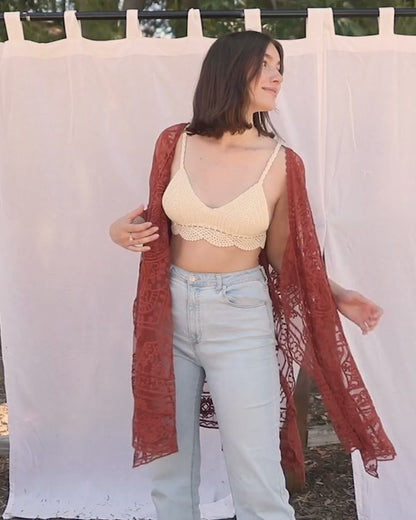 Floral Mandala Mesh Kimono