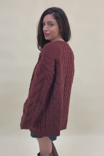 Dreamy Days Cable Knit Open Cardigan