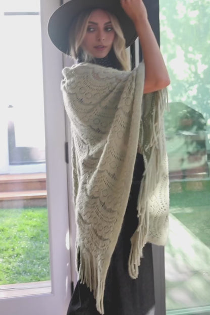 Scallop Lace Knit Poncho