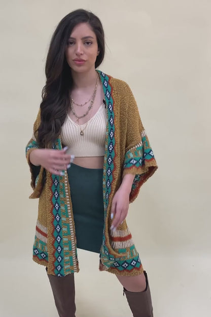 Kachina Style Tapestry Knit Ruana