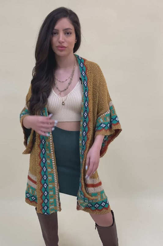 Kachina Style Tapestry Knit Ruana
