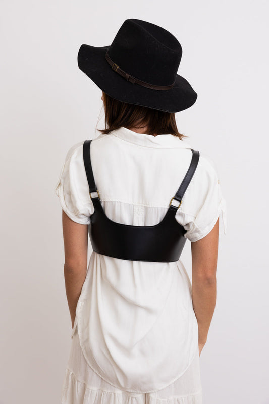 ???? Punk Style Black Leather Harness Belt - Adjustable Straps-Soul Flow Apparel
