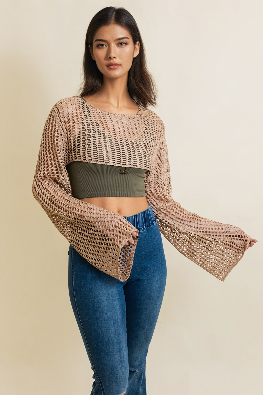 Loom Knitted Cropped Sweater Leto Collection