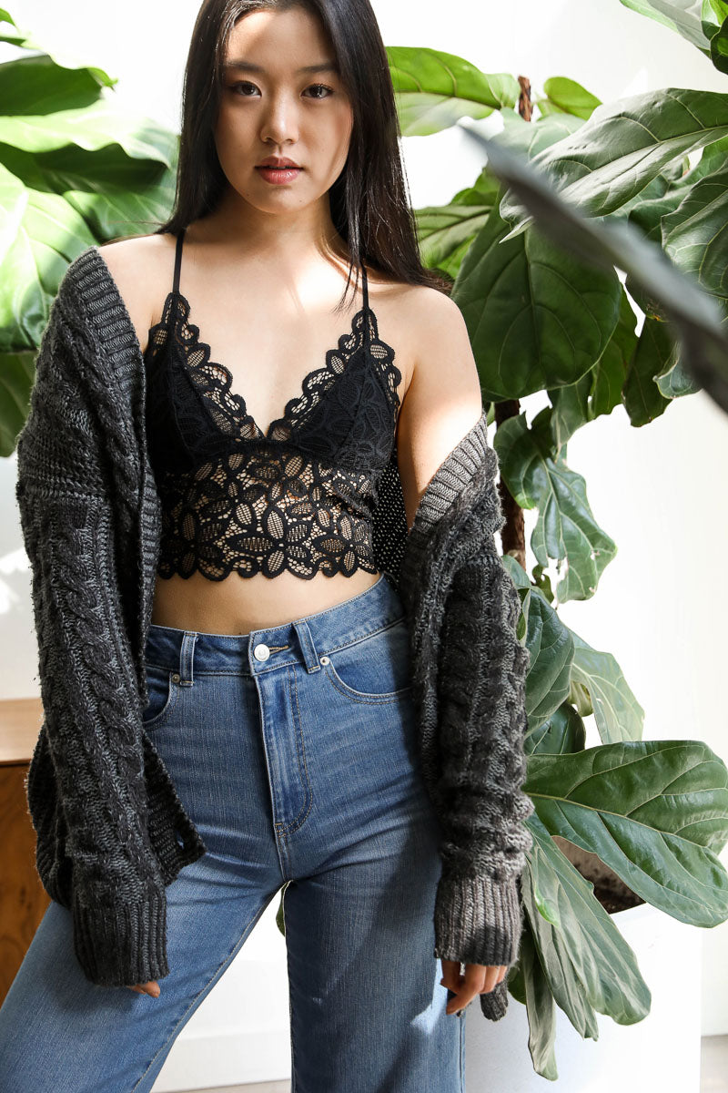 Racerback Flower Lace Bralette Padded-Soul Flow Apparel