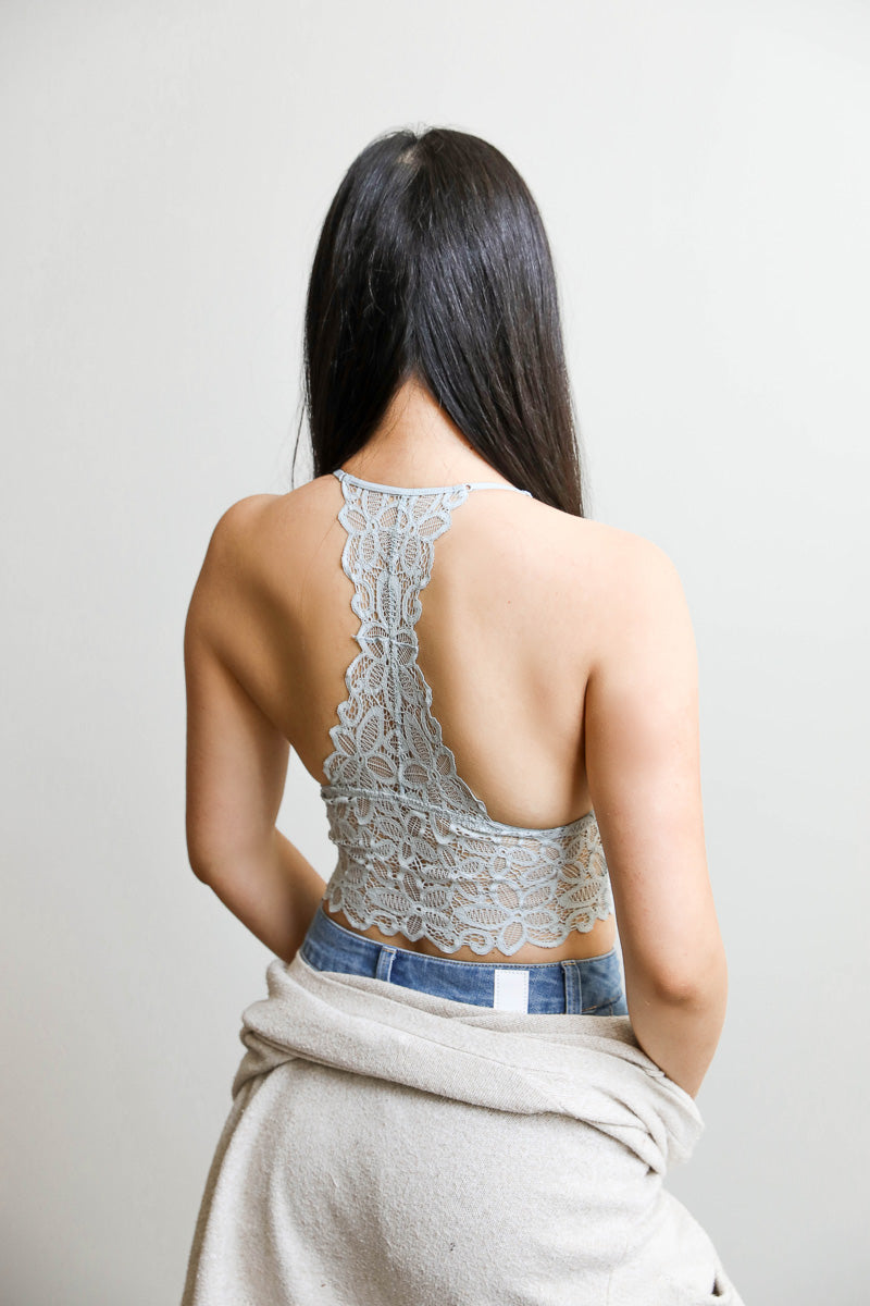 Racerback Flower Lace Bralette Padded-Soul Flow Apparel