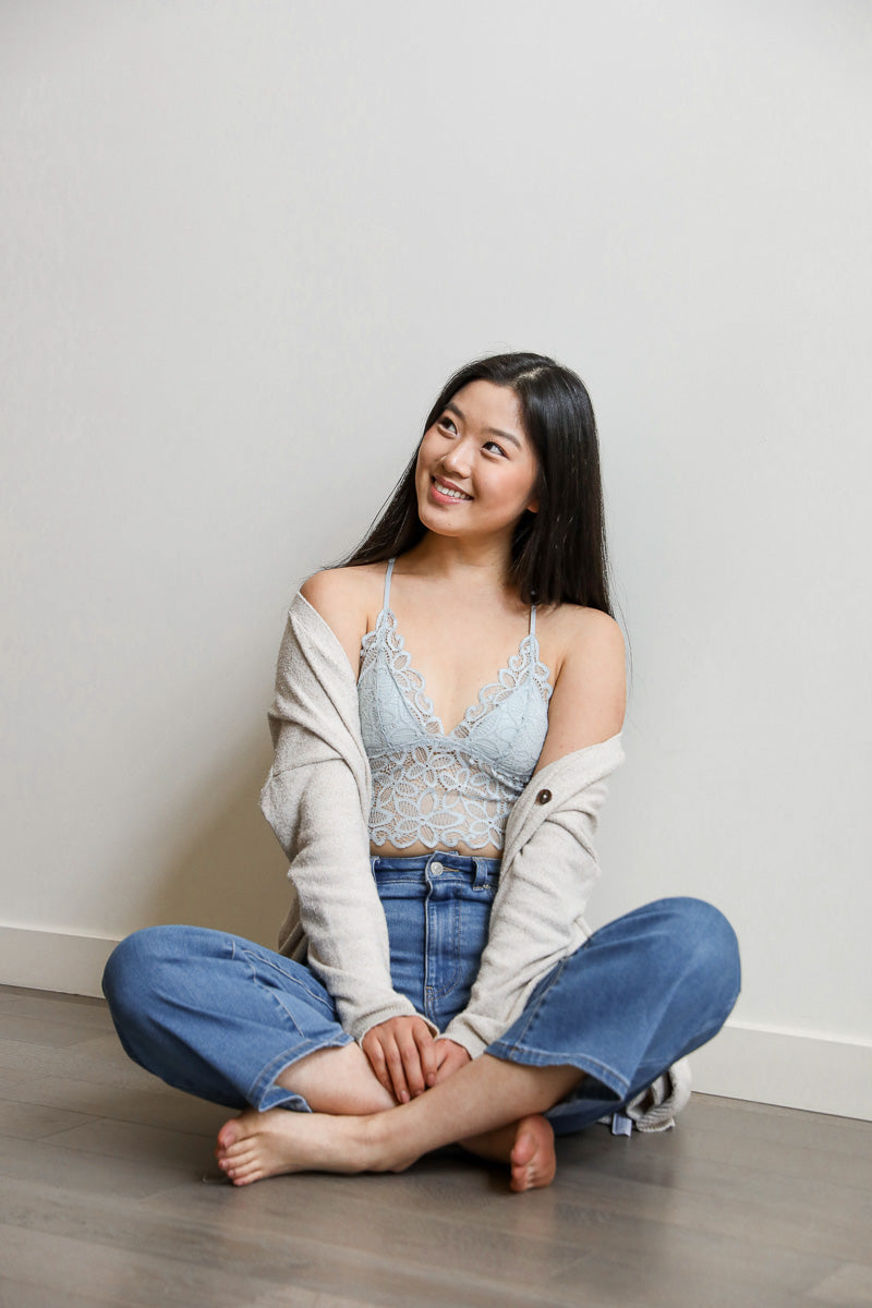 Racerback Flower Lace Bralette Padded-Soul Flow Apparel