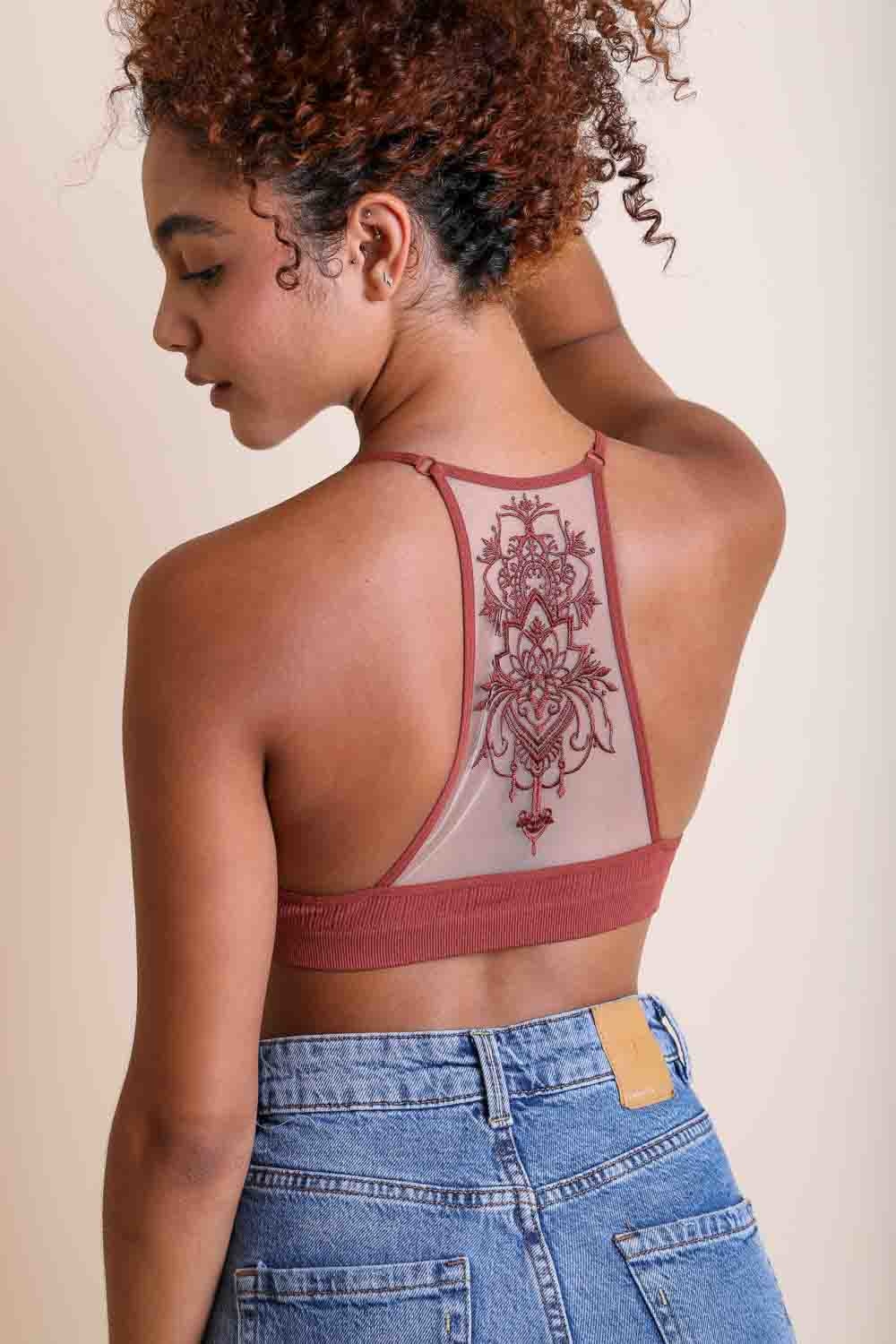 Tattoo Back Bralette – Seamless Design with Mesh Detail-Soul Flow Apparel